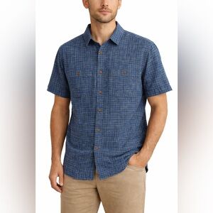 Patagonia Hemp Organic Cotton Button Down Shirt Blue Plaid Size M